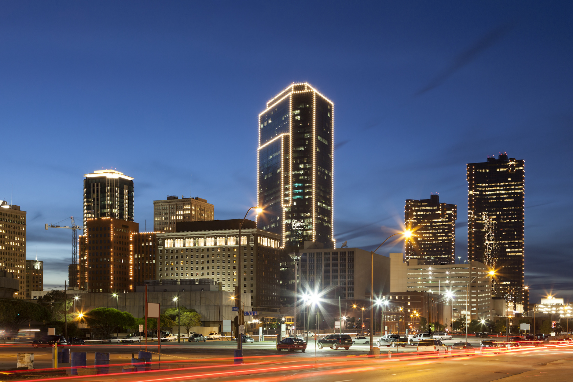 Fort Worth downtown at night. Texas, USA
